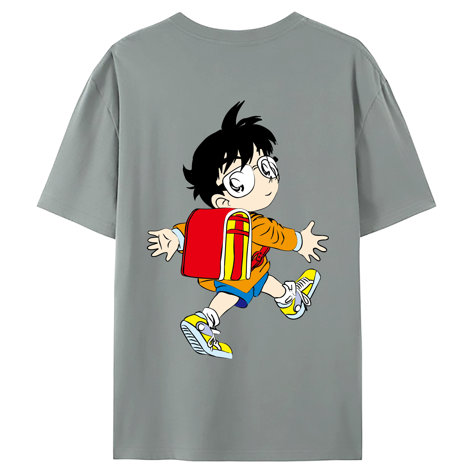 （画像用） 名探偵コナン 江戸川 コナン Detective Conan Conan Edogawa 綿100％ メンズ半袖Tシャツ（バックプリント） 通気性